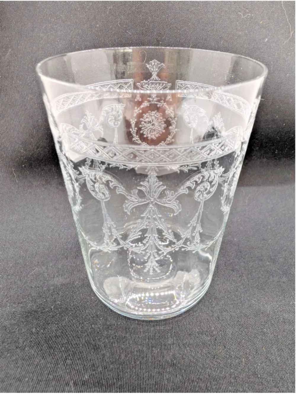 Antique Blown Glass Etched Tumbler - Pattern Adam Stem 3335 Etch 168 by Heisey
